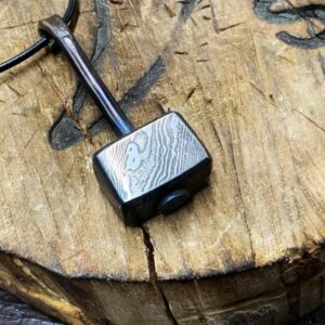 Damascus Thors Hammer Necklace