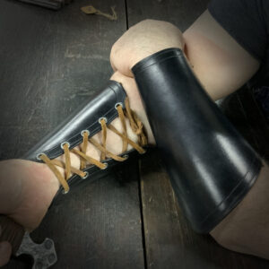 black leather arm bracers